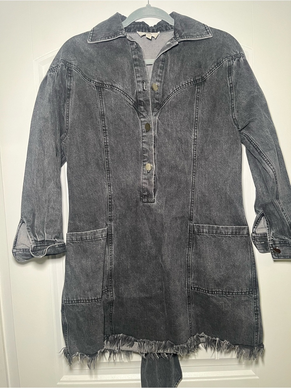 Divine Heritage Gray/Black Henley Western Mini Dress